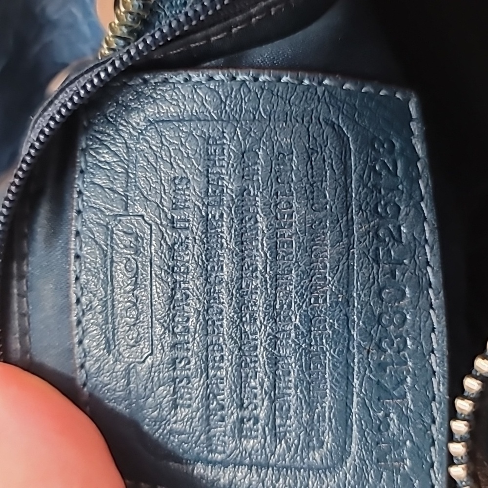 Coach Dark Blue Croc-Embossed Shoulder Bag - Picture 5 of 6
